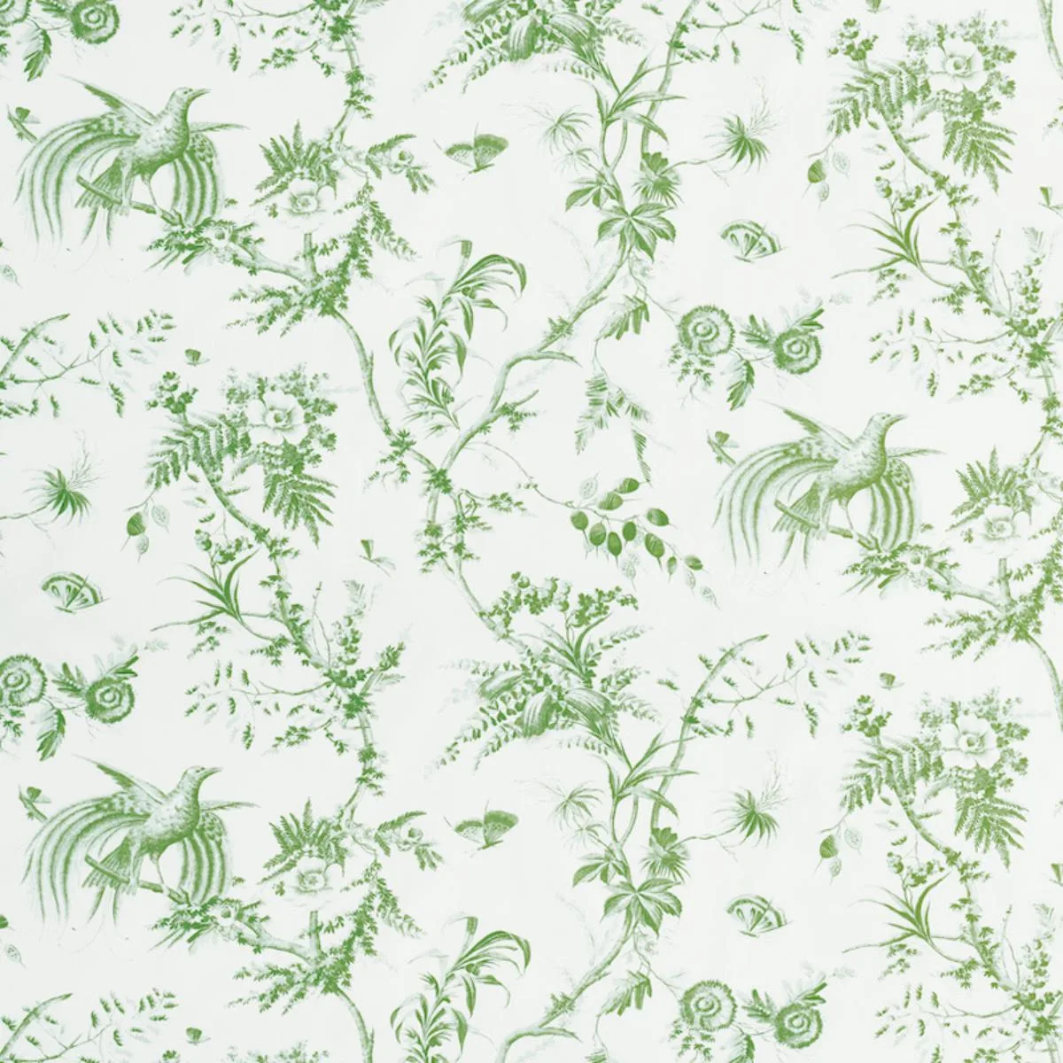 Schumacher 179571 Toile De La Prairie Green fabric swatch