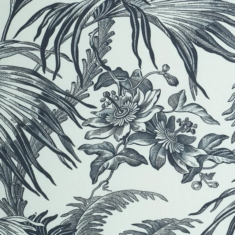 Schumacher 179511 Toile Tropique Black fabric swatch