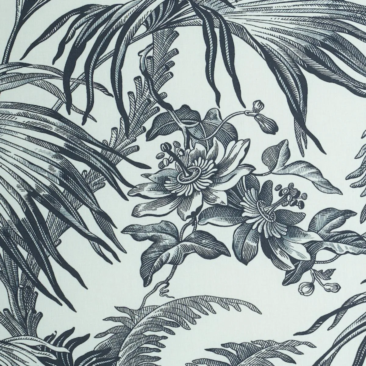 Schumacher 179511 Toile Tropique Black fabric swatch