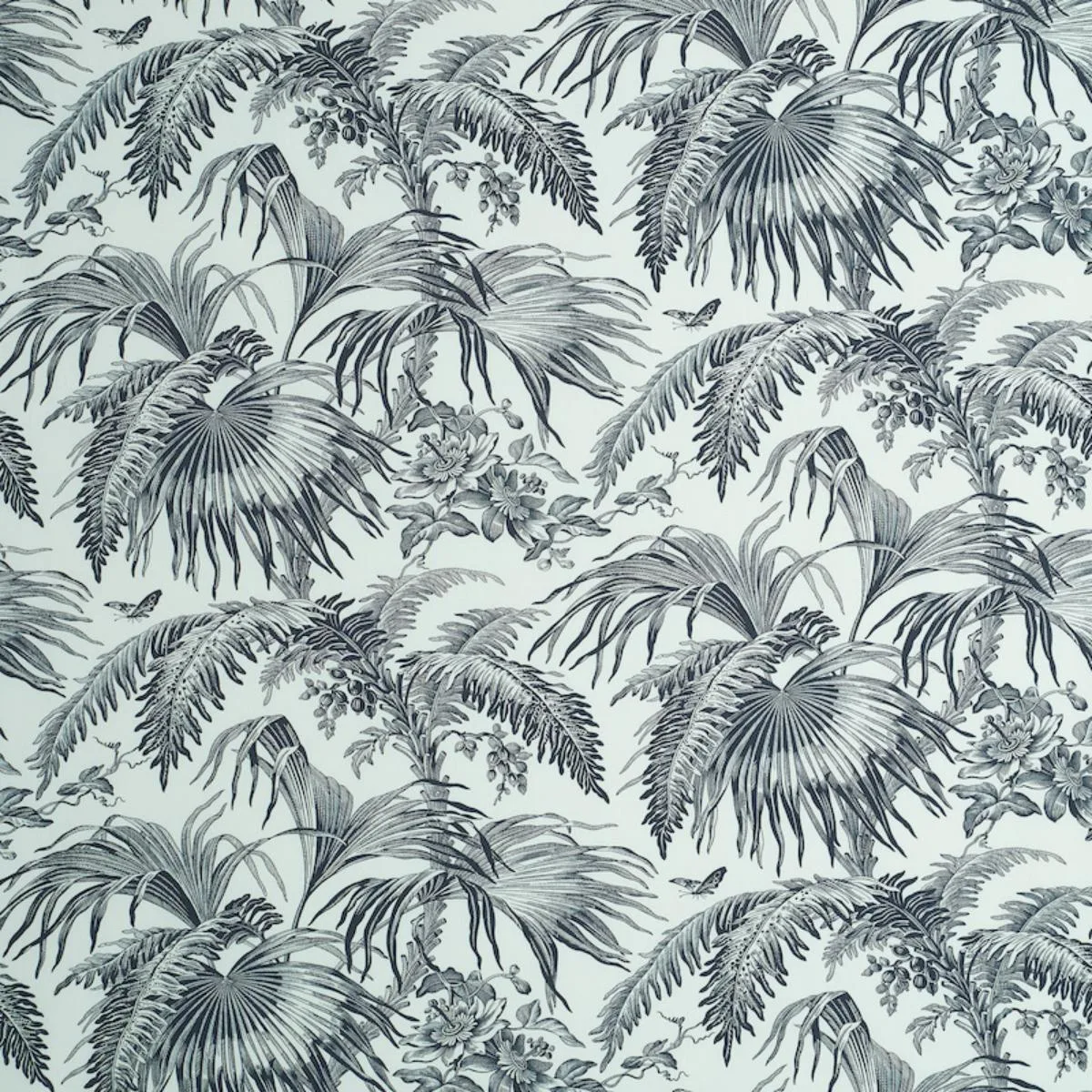 Schumacher 179511 Toile Tropique Black fabric swatch