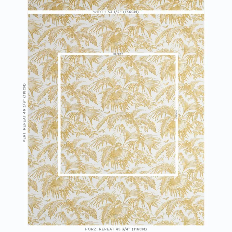 Schumacher 179510 Toile Tropique Gold fabric swatch