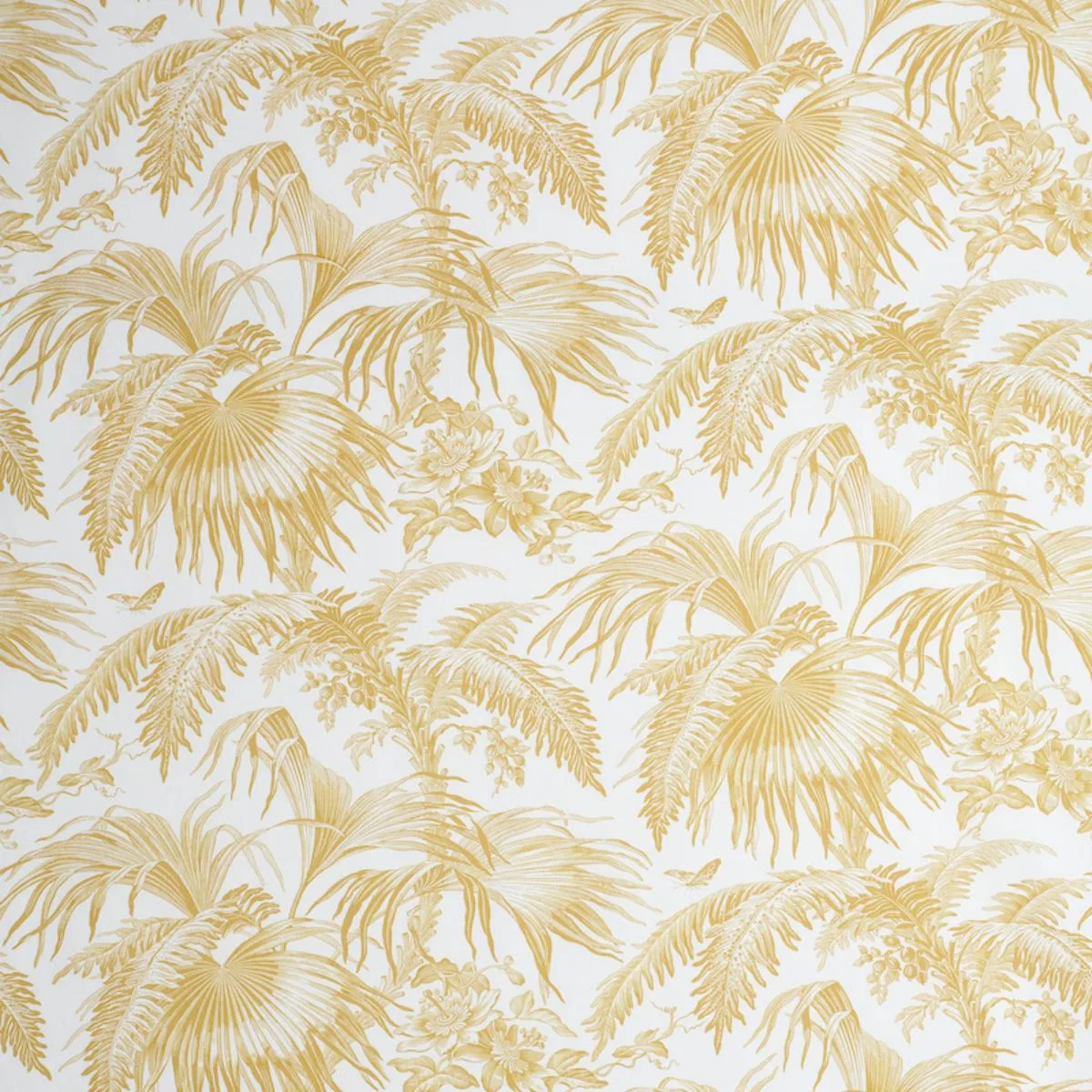 Schumacher 179510 Toile Tropique Gold fabric swatch