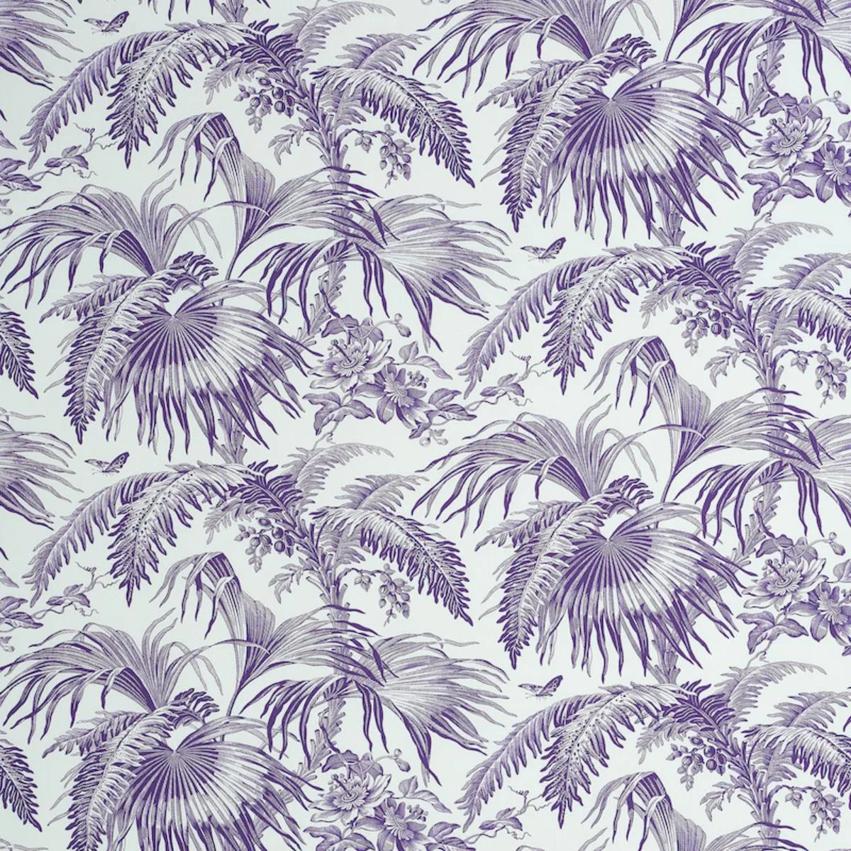 Schumacher 179512 Toile Tropique Purple fabric swatch