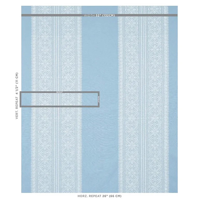 Schumacher 69733 Toledo Embroidery Chambray fabric swatch
