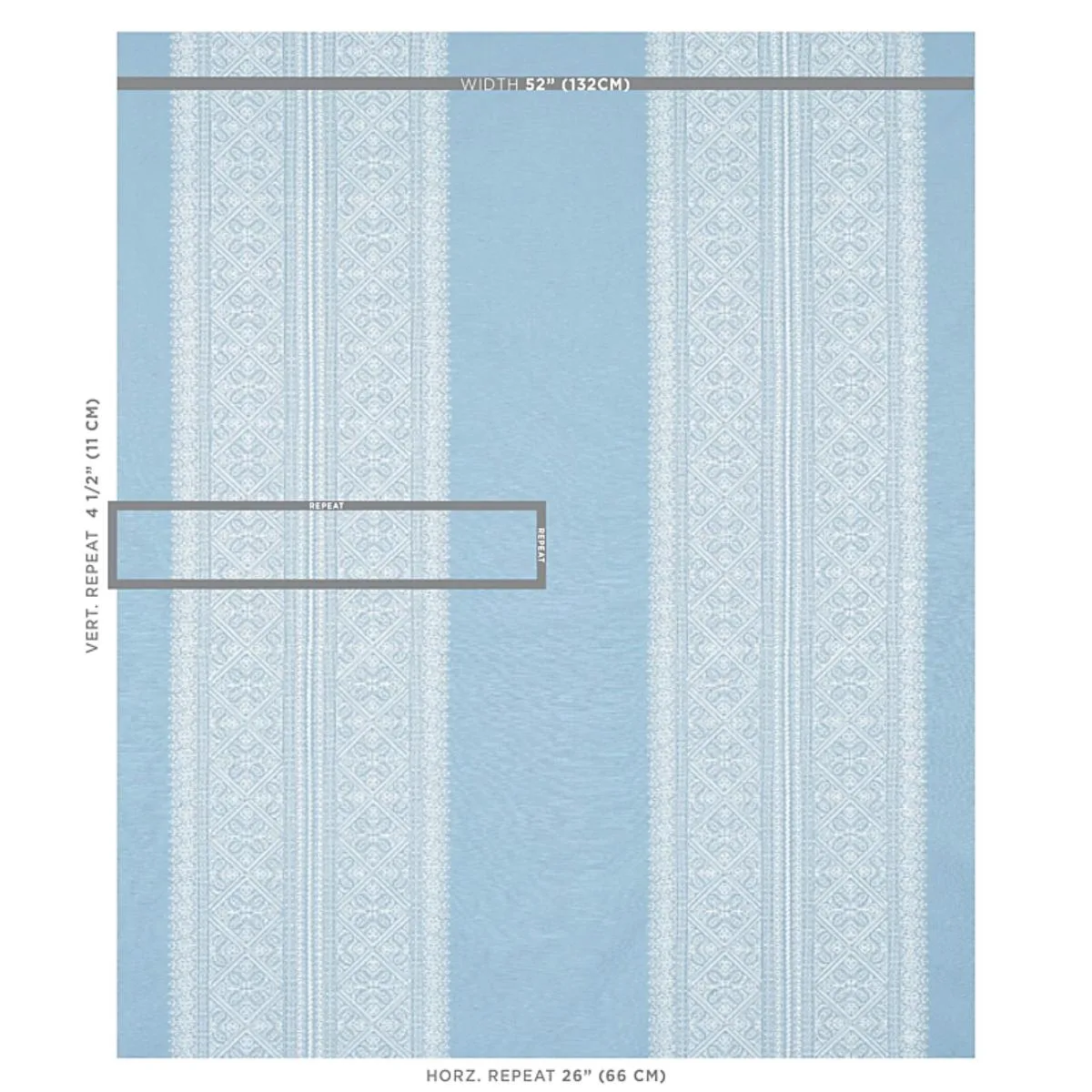 Schumacher 69733 Toledo Embroidery Chambray fabric swatch