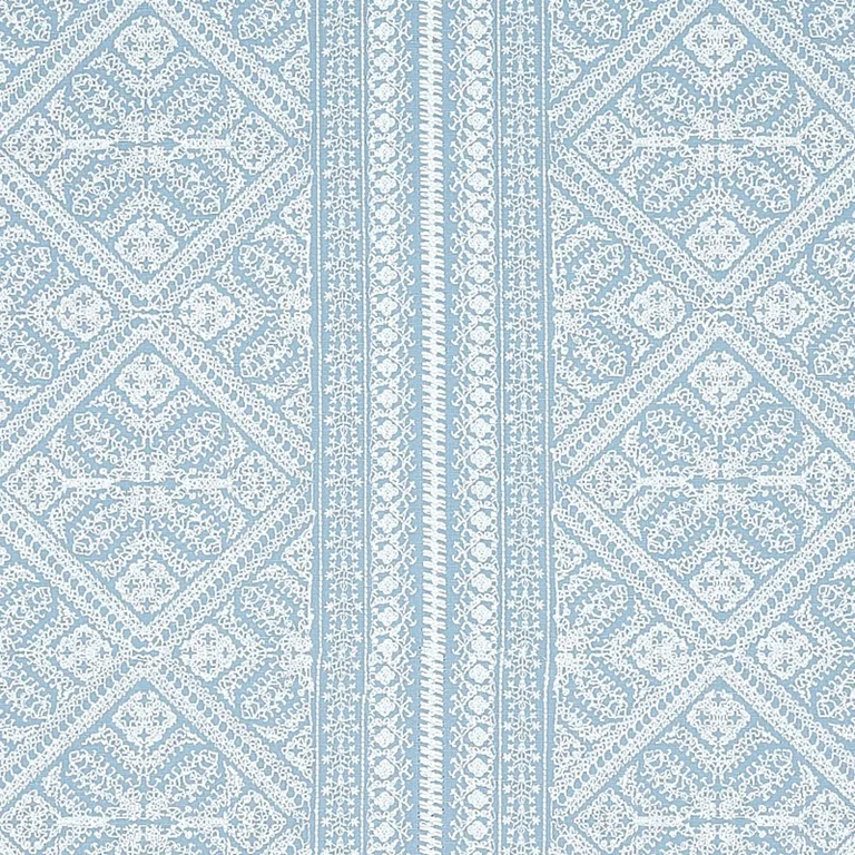 Schumacher 69733 Toledo Embroidery Chambray fabric swatch