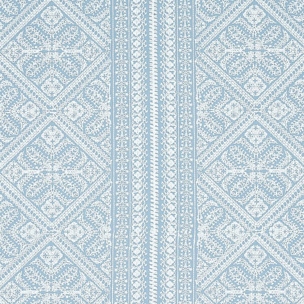 Schumacher 69733 Toledo Embroidery Chambray fabric swatch
