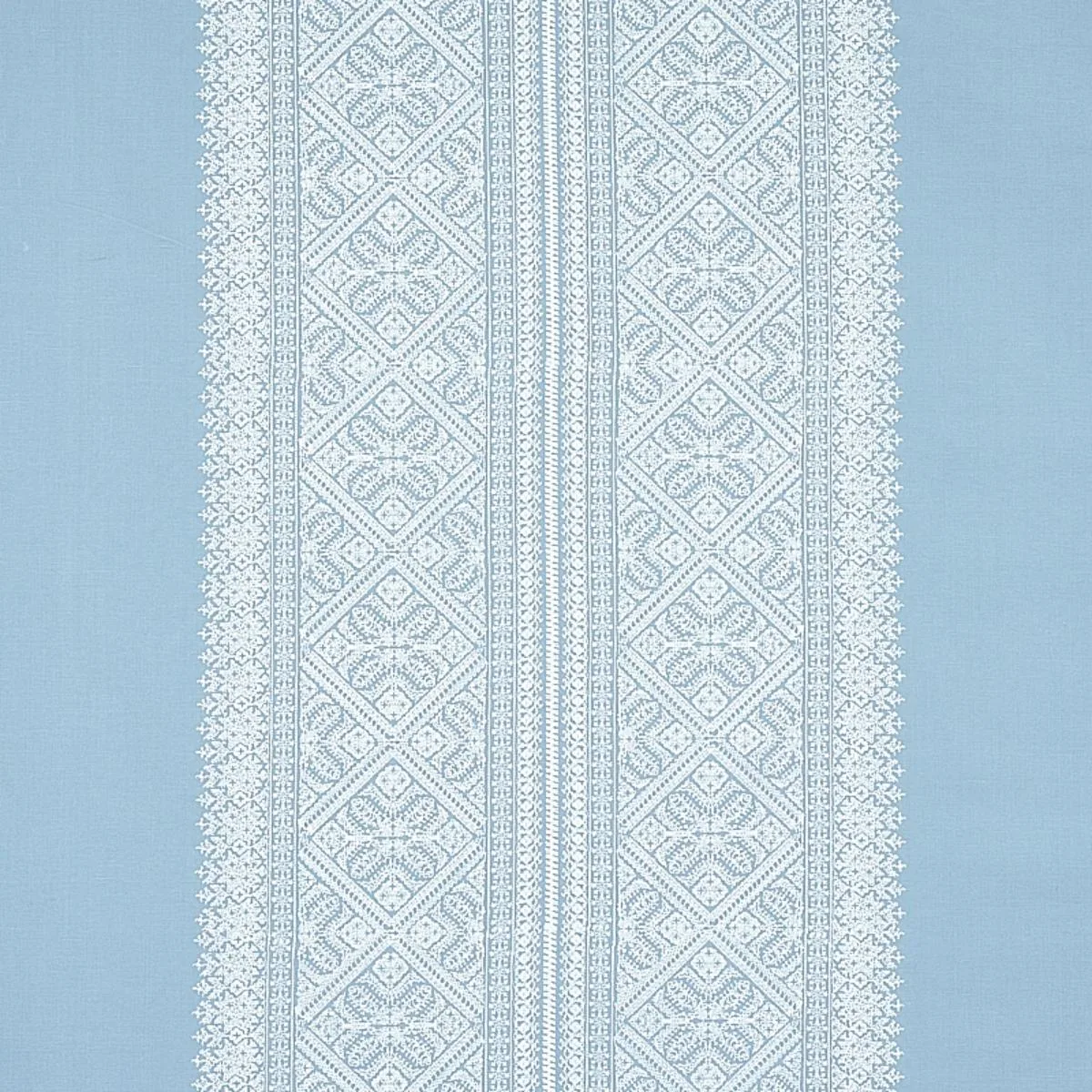 Schumacher 69733 Toledo Embroidery Chambray fabric swatch