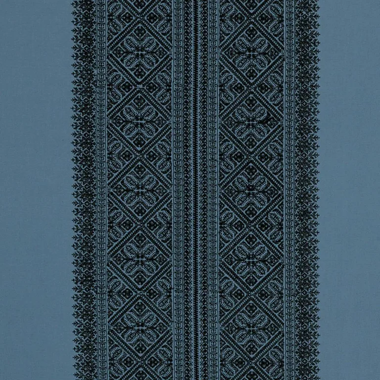 Schumacher 69731 Toledo Embroidery Midnight fabric swatch