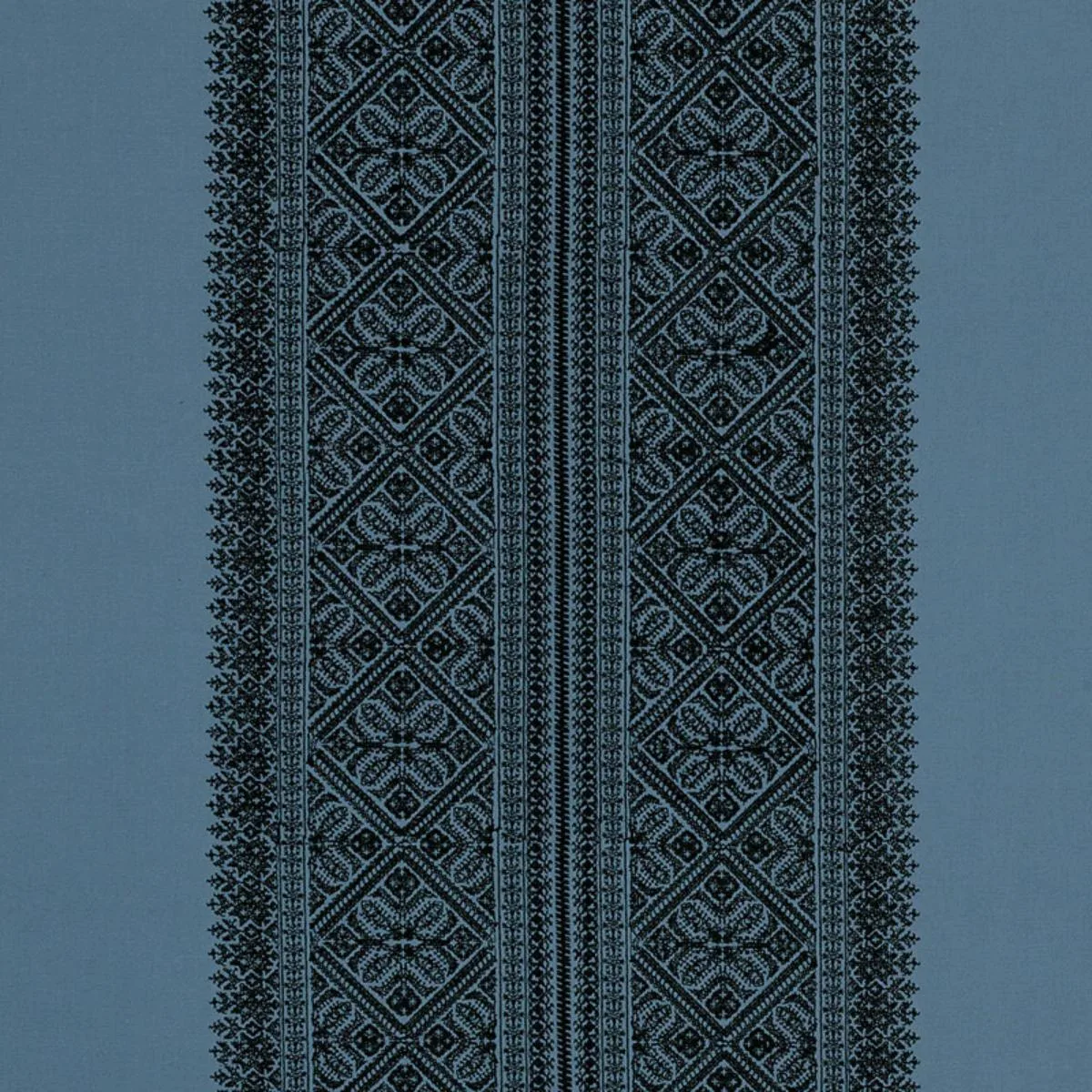 Schumacher 69731 Toledo Embroidery Midnight fabric swatch