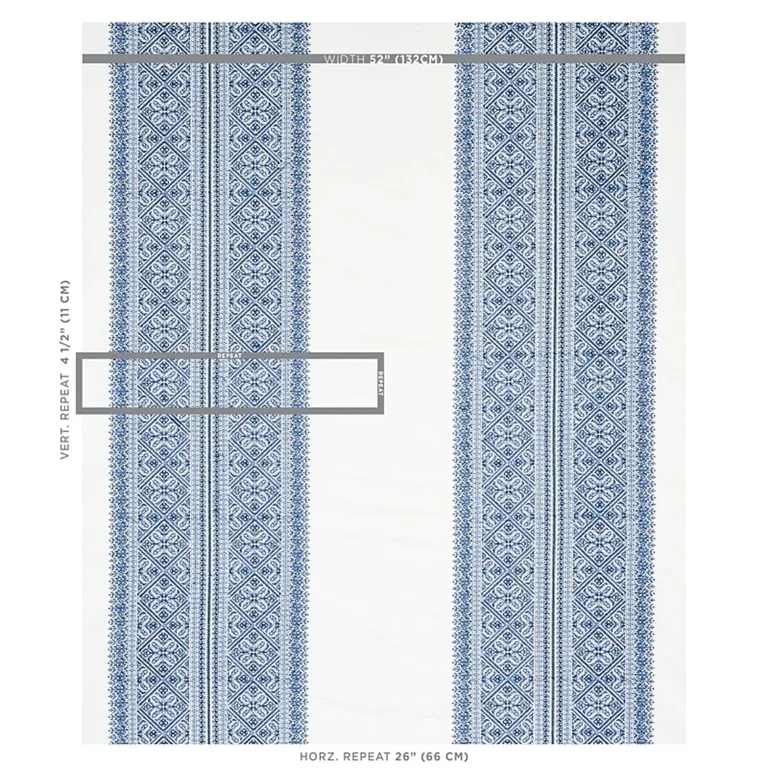 Schumacher 69734 Toledo Embroidery Navy fabric swatch