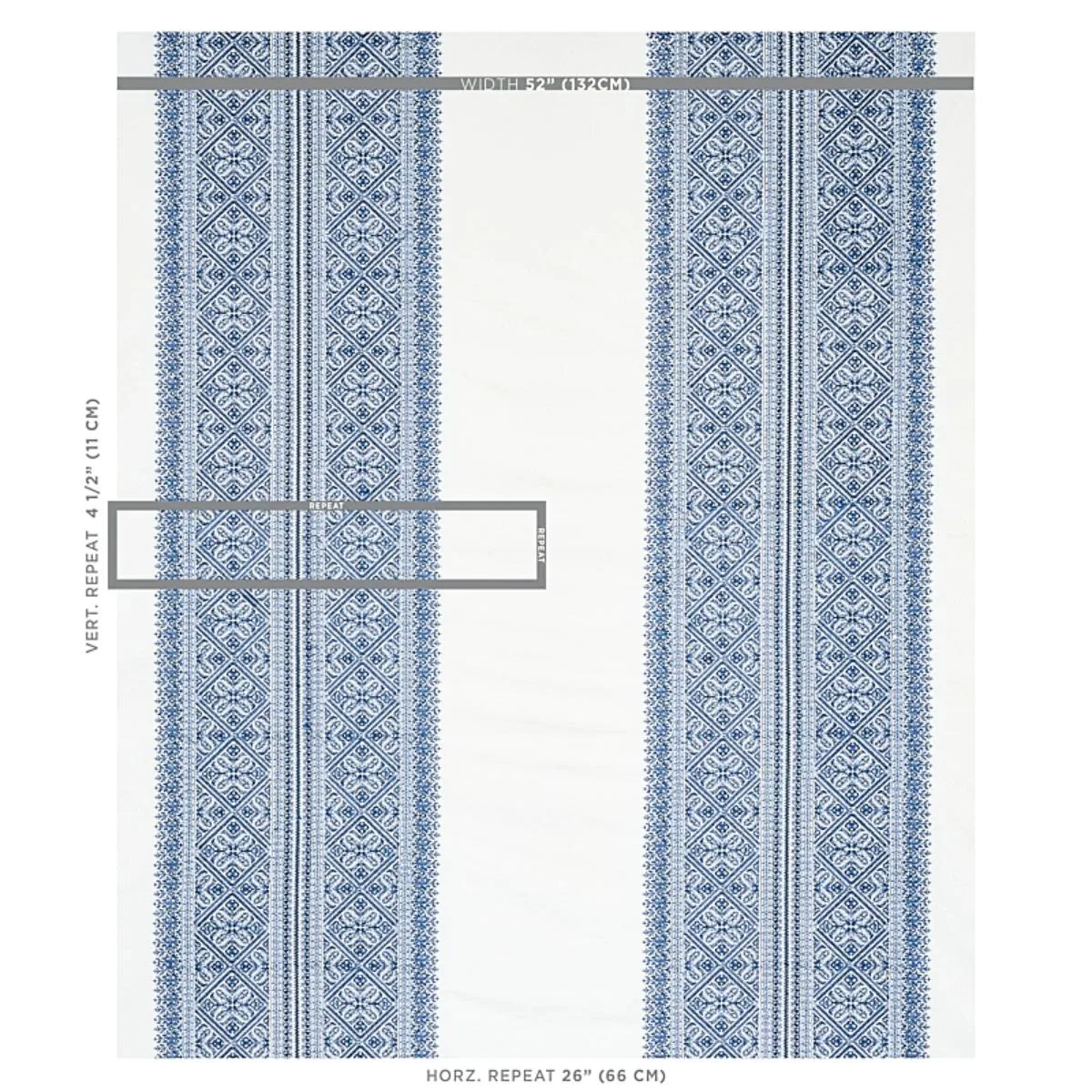 Schumacher 69734 Toledo Embroidery Navy fabric swatch