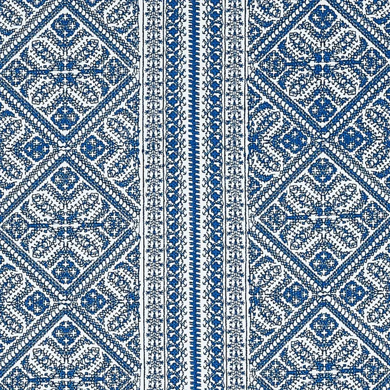 Schumacher 69734 Toledo Embroidery Navy fabric swatch