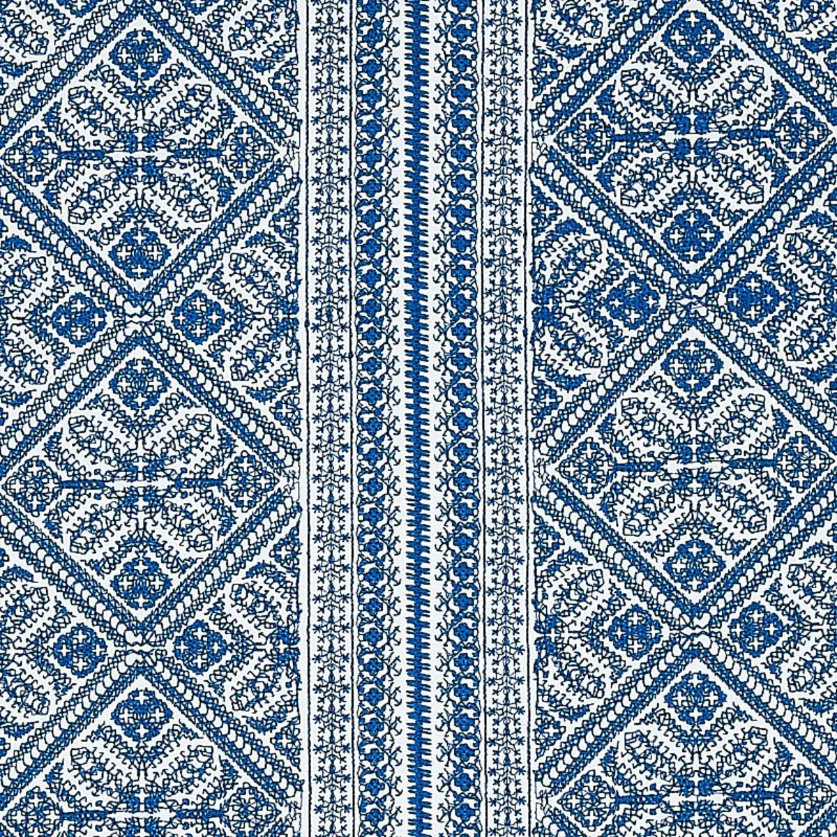 Schumacher 69734 Toledo Embroidery Navy fabric swatch