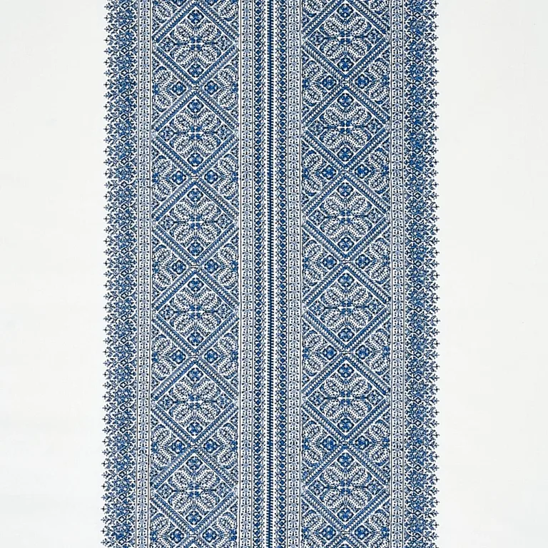 Schumacher 69734 Toledo Embroidery Navy fabric swatch