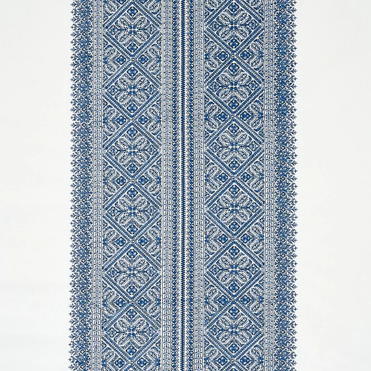 Schumacher 69734 Toledo Embroidery Navy fabric swatch