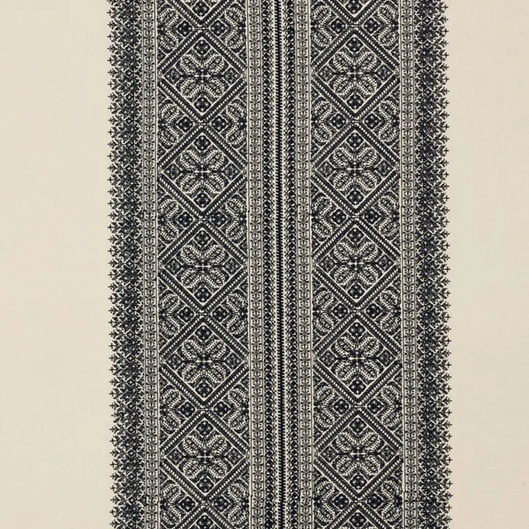 Schumacher 69730 Toledo Embroidery Noir fabric swatch