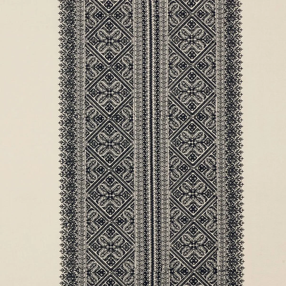 Schumacher 69730 Toledo Embroidery Noir fabric swatch