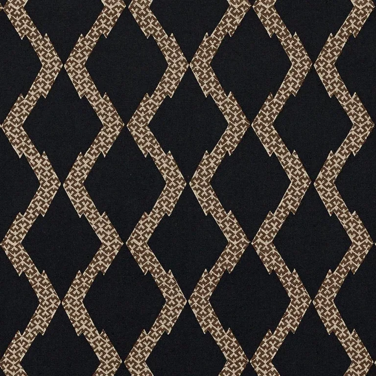 Schumacher 69992 Topi Appliqué Black fabric swatch