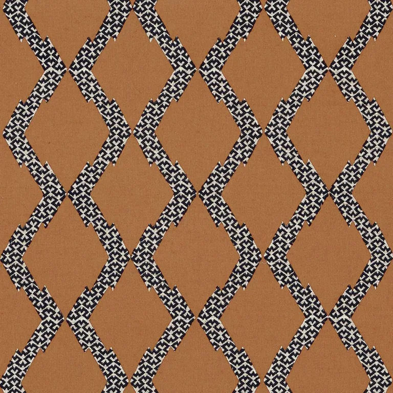 Schumacher 69991 Topi Appliqué Sienna fabric swatch