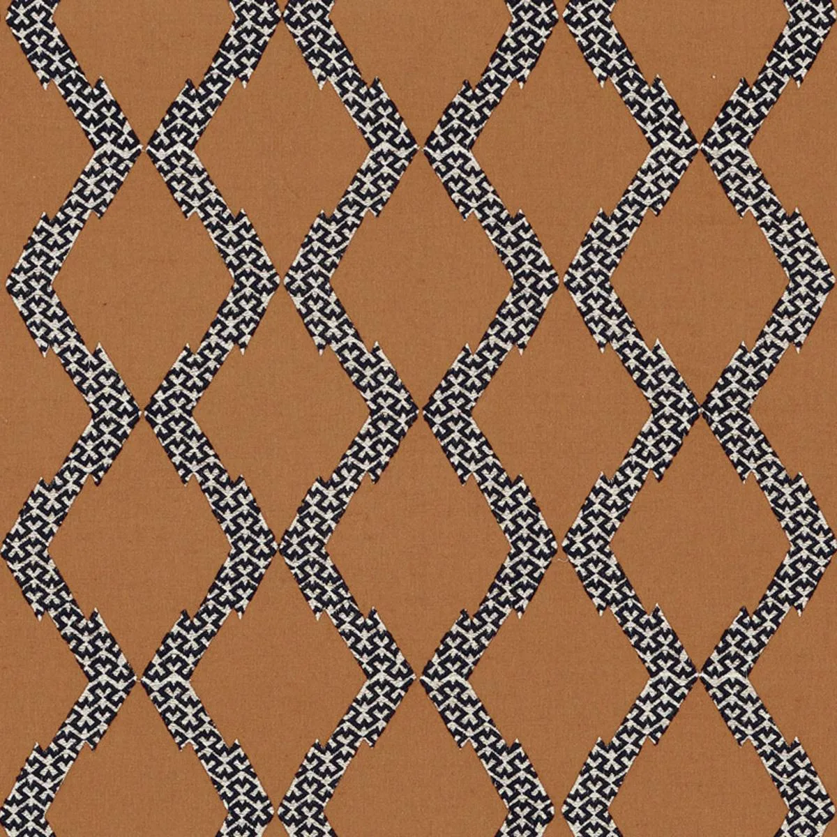 Schumacher 69991 Topi Appliqué Sienna fabric swatch