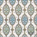 Schumacher RF202CR12 Topkapi By Iksel Blue & Green fabric swatch