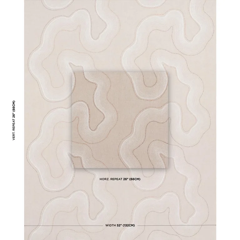 Schumacher 75902 Topo Beaded Sheer Natural fabric swatch