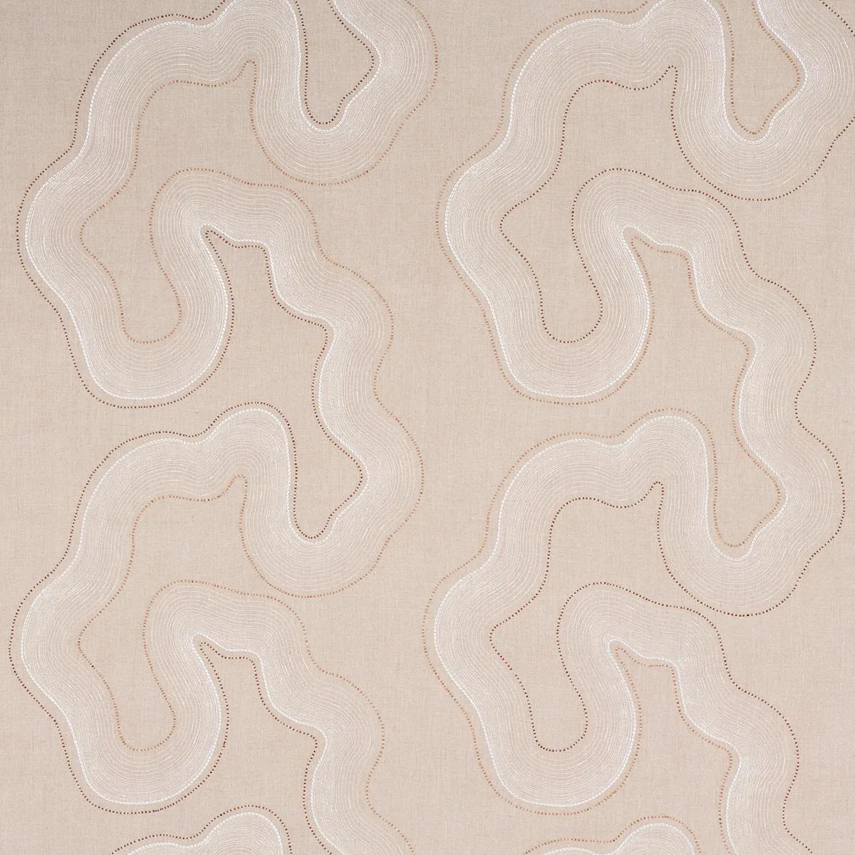 Schumacher 75902 Topo Beaded Sheer Natural fabric swatch