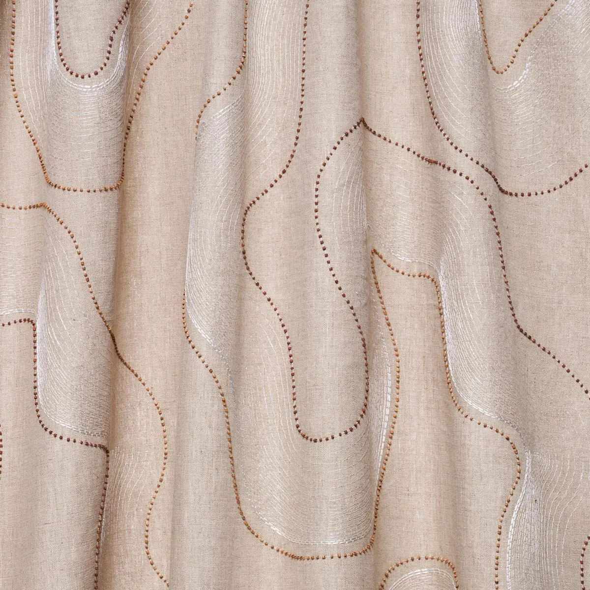 Schumacher 75902 Topo Beaded Sheer Natural fabric swatch