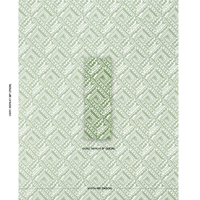 Schumacher 181491 Topsy Turvy Green fabric swatch