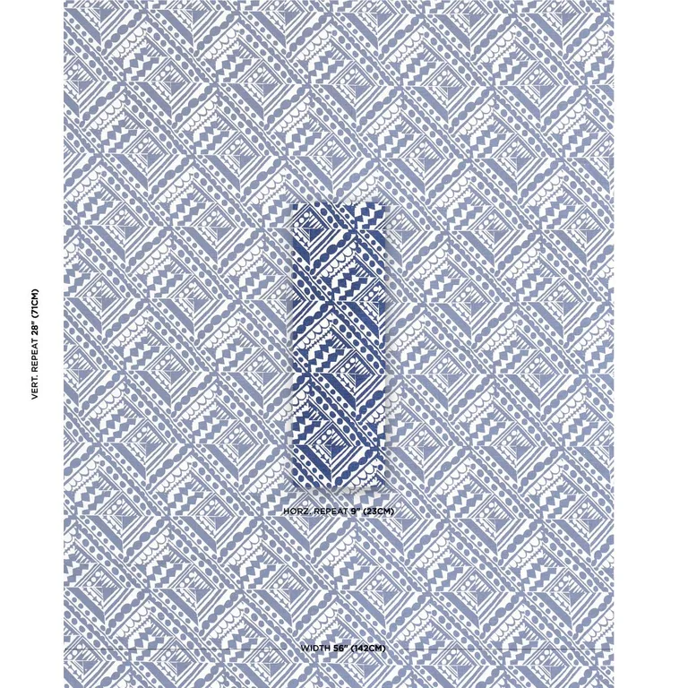 Schumacher 181492 Topsy Turvy Navy fabric swatch