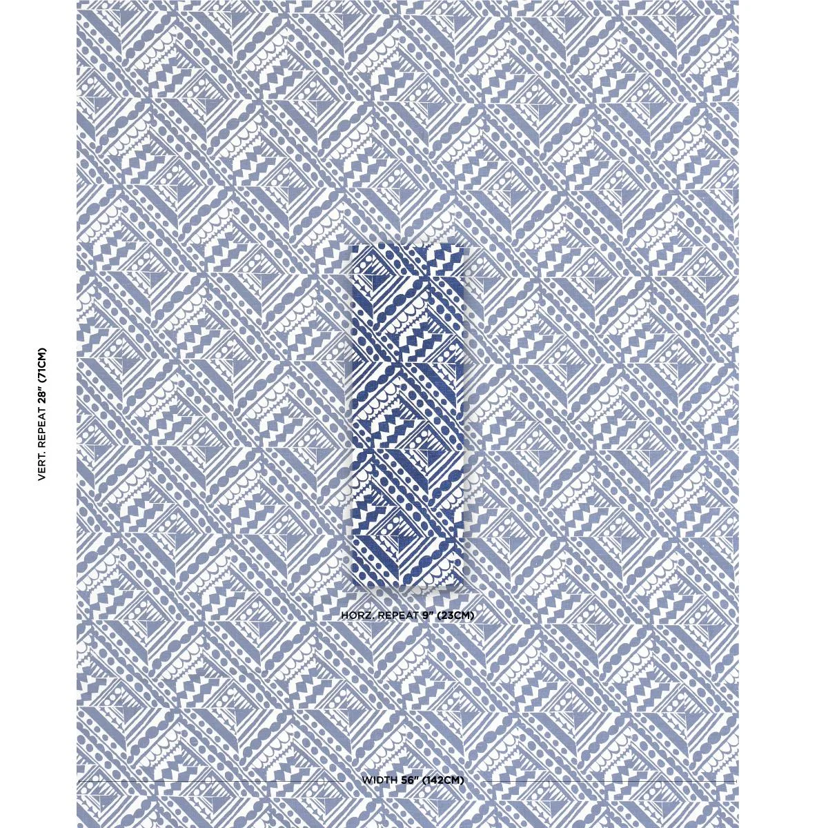 Schumacher 181492 Topsy Turvy Navy fabric swatch
