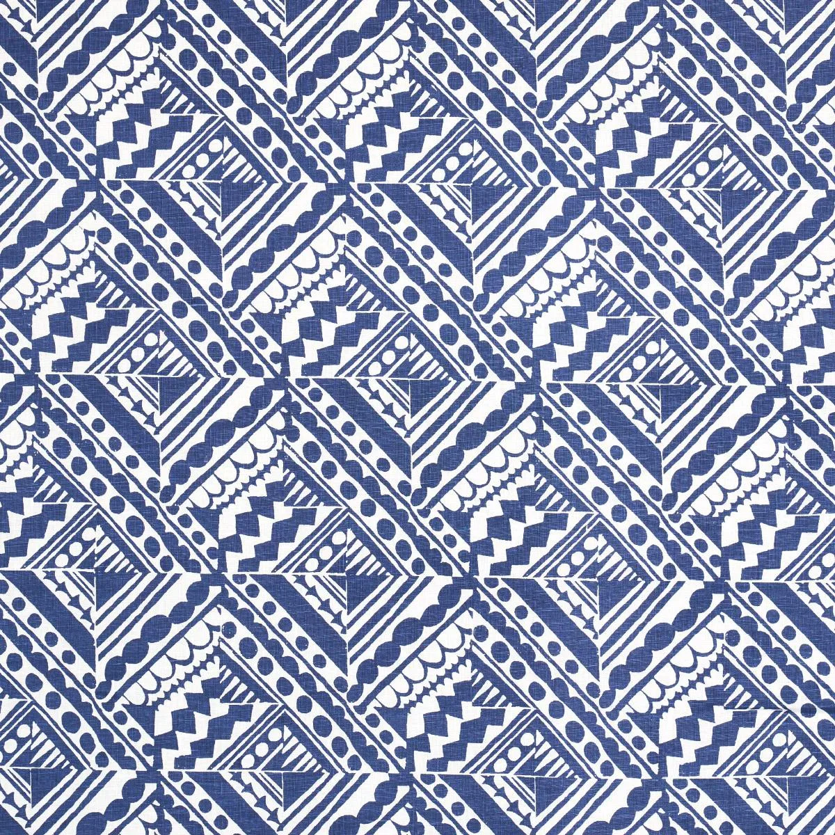 Schumacher 181492 Topsy Turvy Navy fabric swatch
