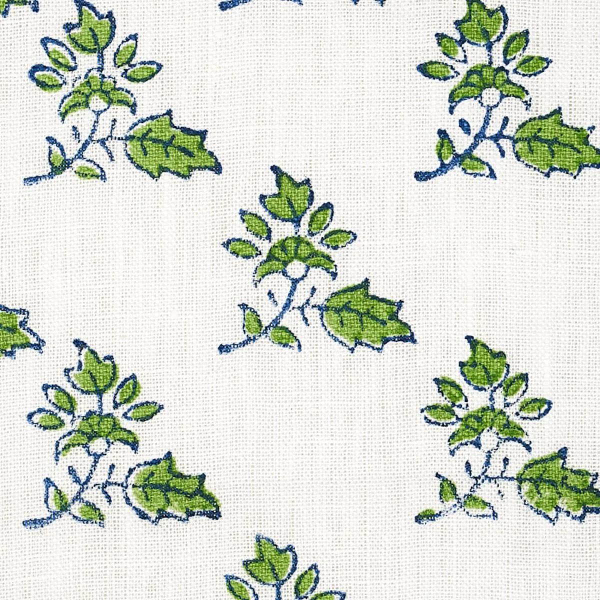 Schumacher 179330 Torbay Hand-Block Print Green fabric swatch