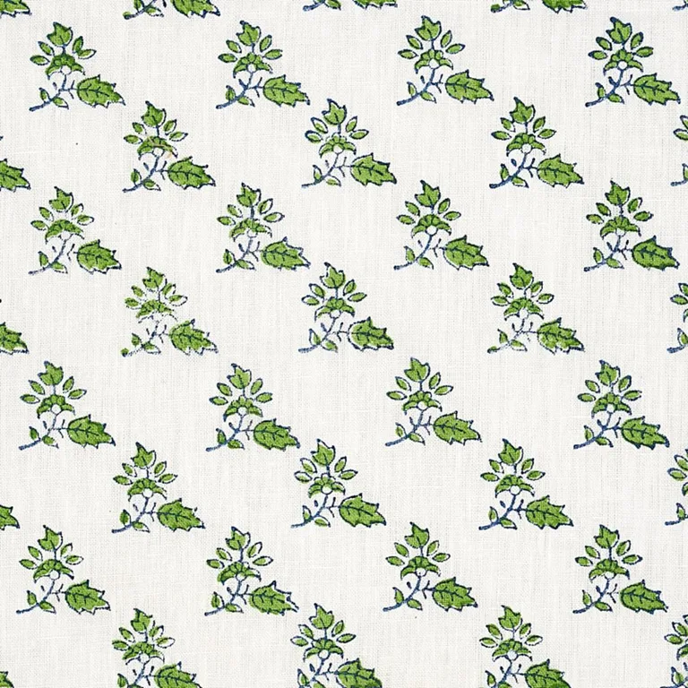 Schumacher 179330 Torbay Hand-Block Print Green fabric swatch