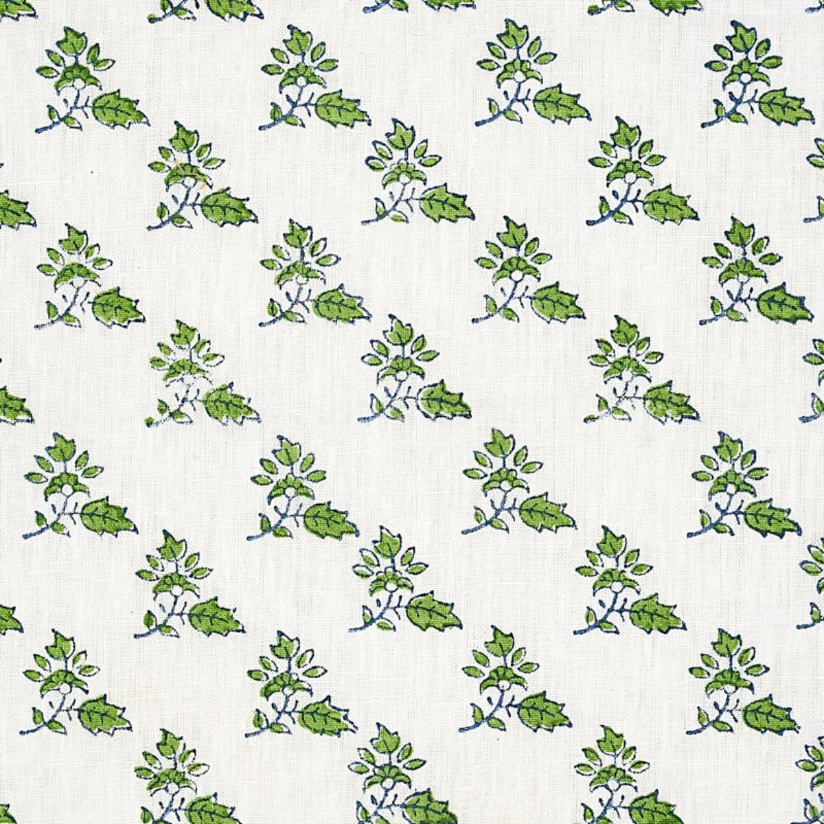 Schumacher 179330 Torbay Hand-Block Print Green fabric swatch