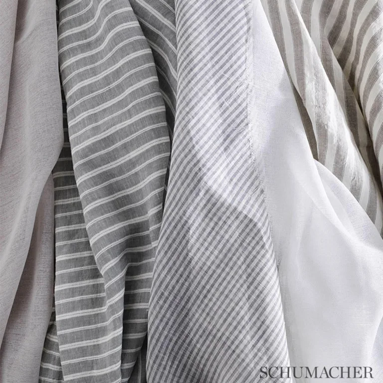Schumacher 70063 Tori Stripe Sheer Leaf fabric swatch