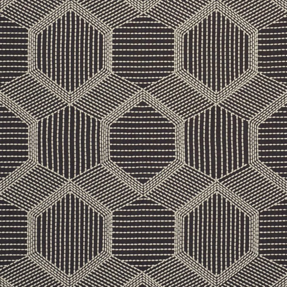 Schumacher 73202 Tortuga Embroidery Black fabric swatch