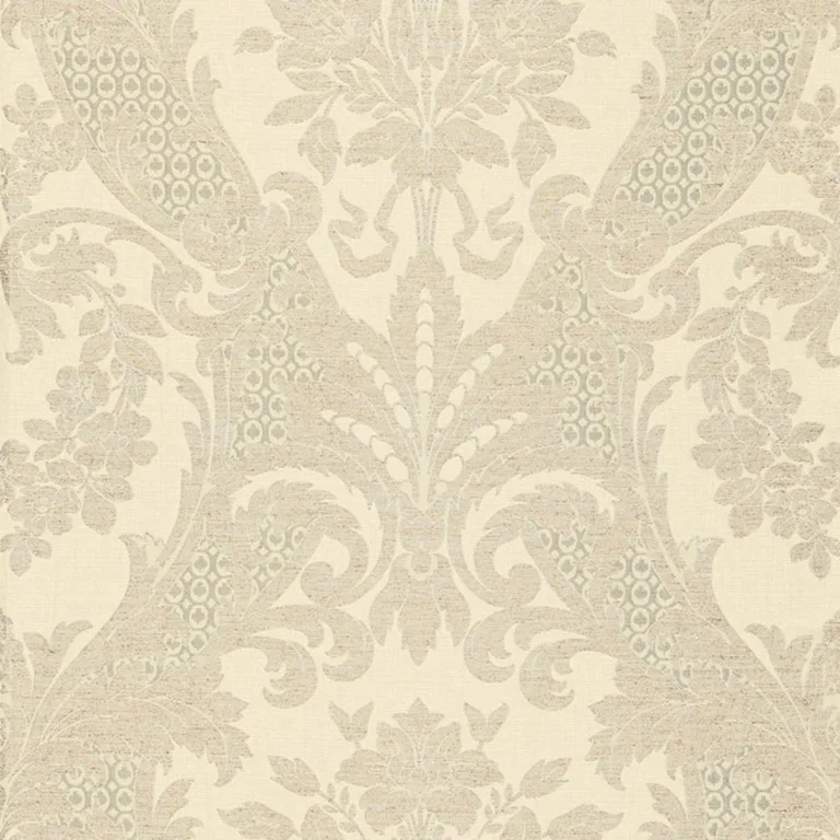 Schumacher 66340 Toscana Linen Damask Greige fabric swatch