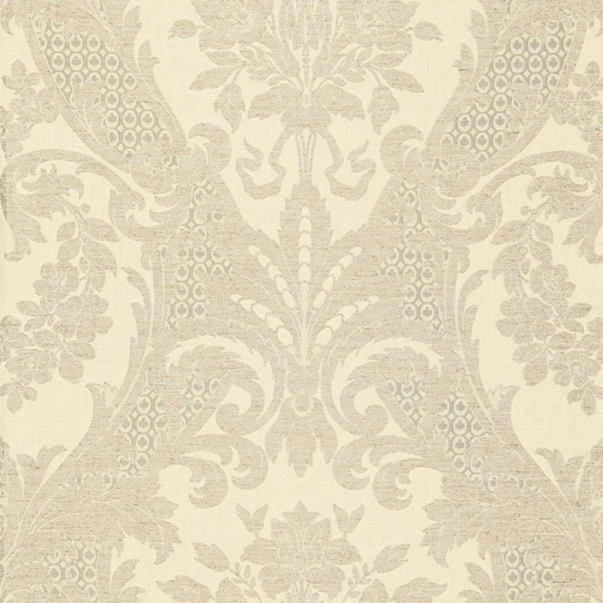 Schumacher 66340 Toscana Linen Damask Greige fabric swatch