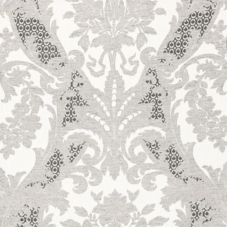 Schumacher 66342 Toscana Linen Damask Grisaille fabric swatch