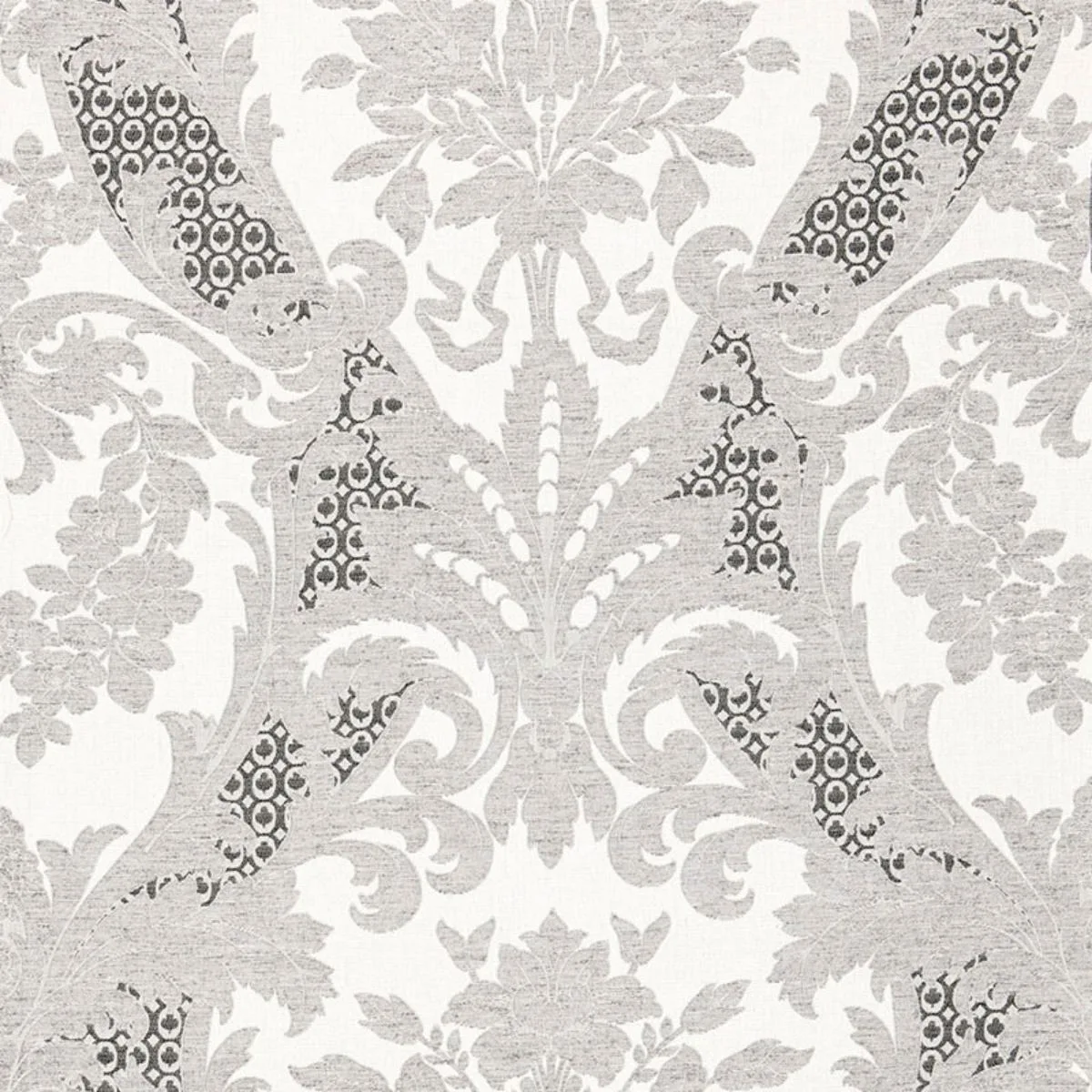 Schumacher 66342 Toscana Linen Damask Grisaille fabric swatch