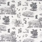 Schumacher 180270 Toussaint Toile Black fabric swatch