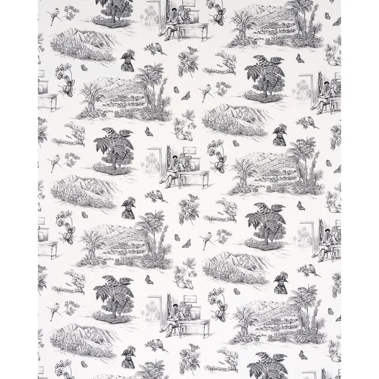 Schumacher 180270 Toussaint Toile Black fabric swatch