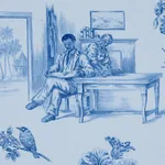 Schumacher 180273 Toussaint Toile Blue & Sky fabric swatch