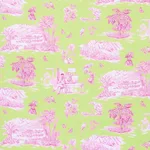 Schumacher 180271 Toussaint Toile Pink & Green fabric swatch