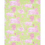 Schumacher 180271 Toussaint Toile Pink & Green fabric swatch