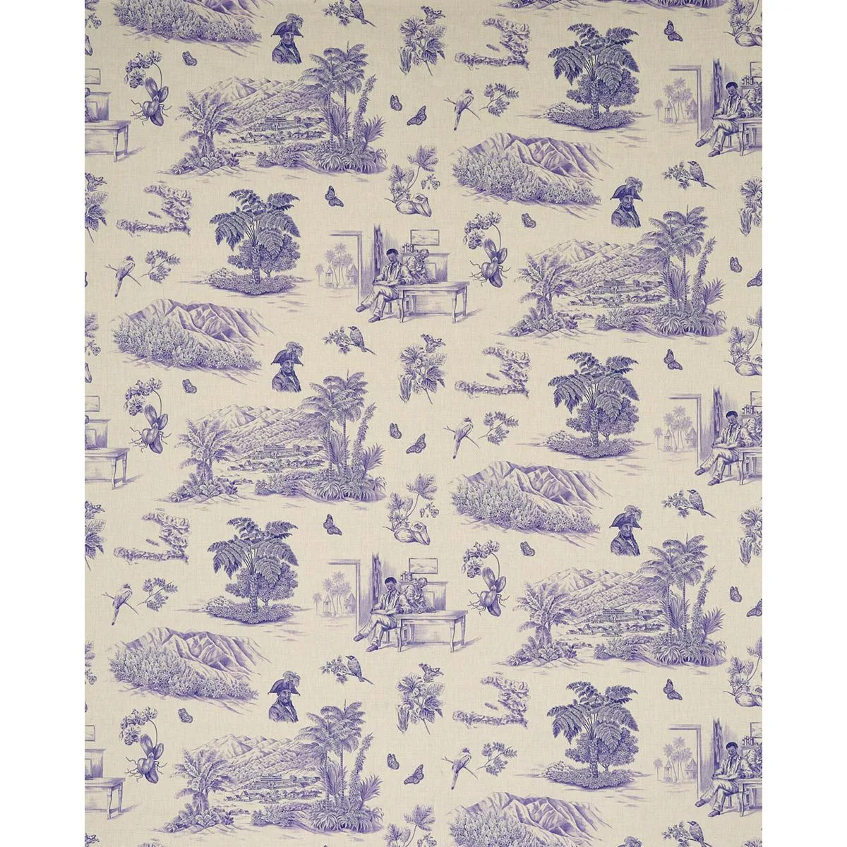 Schumacher 180272 Toussaint Toile Purple fabric swatch
