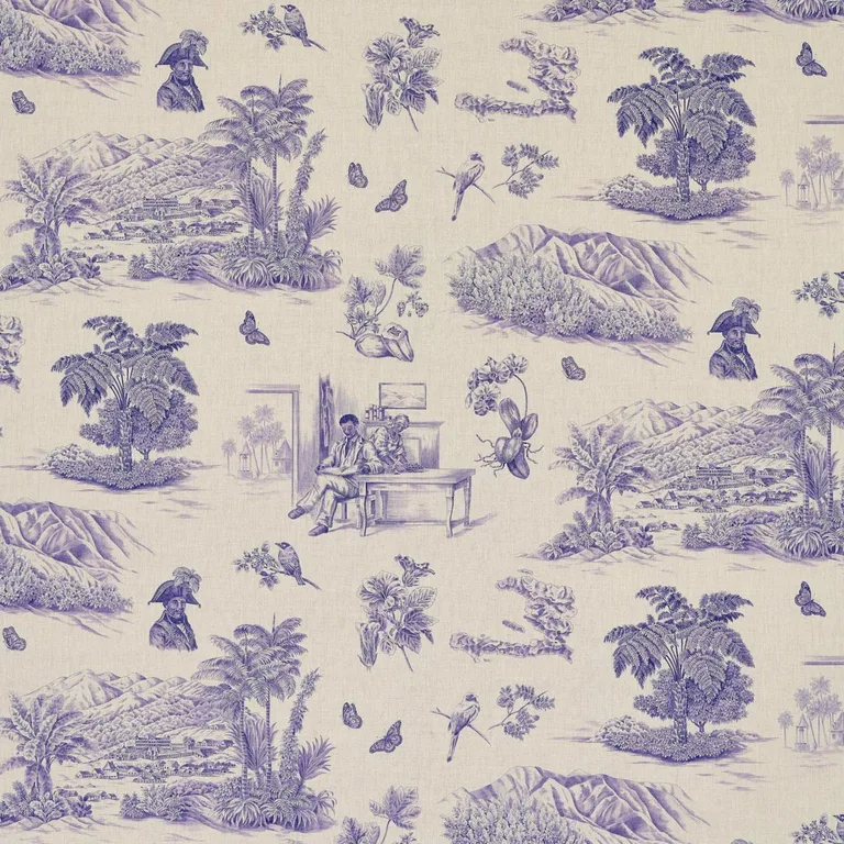 Schumacher 180272 Toussaint Toile Purple fabric swatch
