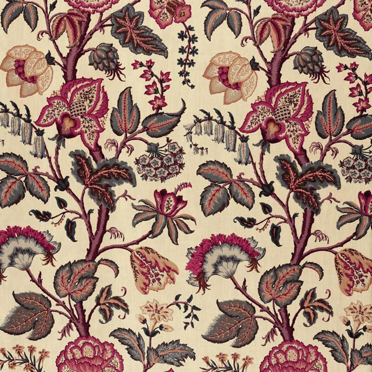Schumacher 172611 Tree Of Life Spice On Linen fabric swatch